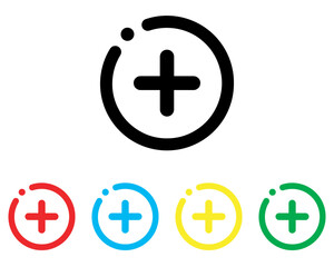 Obraz premium Add icon vector. Plus icon sign symbol in trendy flat style. Set elements in colored icons. Medical cross vector icon illustration isolated on white background