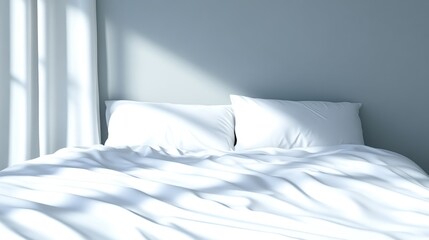 Minimalist bedroom with soft sunlight