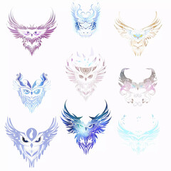 Obraz premium Brilliant illustration of various ice crystals and magical shards with shimmering effects 