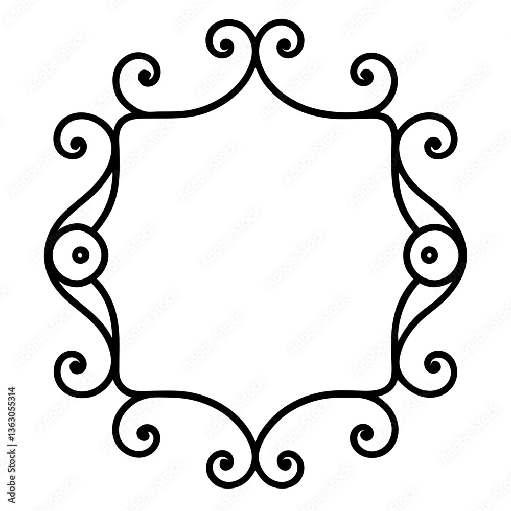 Wall mural a decorative frame with an elegant design. the frame features a symmetrical pattern with curls and s