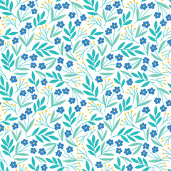 Seamless pattern with spring floral design. Botanical vector background design for wrapping paper, textile and fabrics