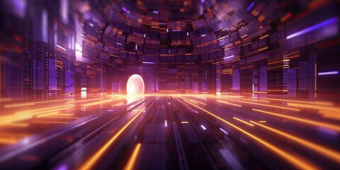 An abstract illustration of a futuristic technology tunnel interior