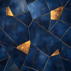 Abstract polygonal pattern luxury dark blue with gold background