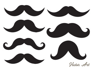 Obraz premium Set of mustaches. Sillhouettes of moustache collection, outline vector illustration on white background