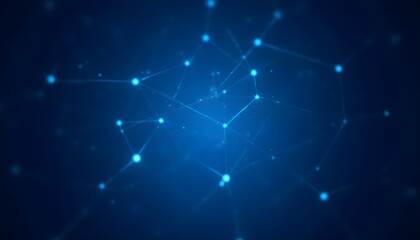 Obraz premium An abstract 3D rendering of a digital network connection featuring various interconnected nodes and lines against a deep blue background, symbolizing technology, communication, and connectivity.
