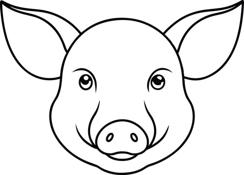 recommend clip art: Pig head icon outline,Pig head line art vector