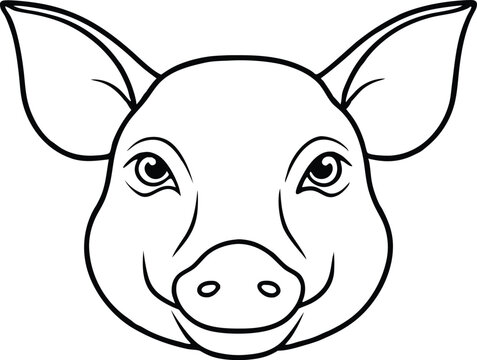 recommend clip art: Pig head icon outline,Pig head line art vector