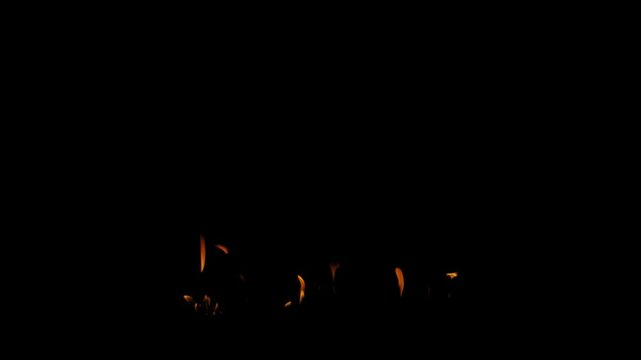 Burning flames from start to finish with ProRes codec Isolated by Alpha channel, a close-up of a simulated fiery fire burning with the colors of real flames