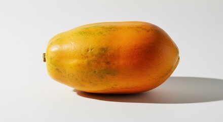 Close up of a whole ripe papaya fruit on a white surface in studio light, food, organic, fresh, green, healthy, fruit, background