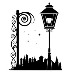 Street Light Silhouette Vector