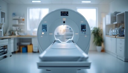 A modern medical imaging machine ready for patient scanning operations
