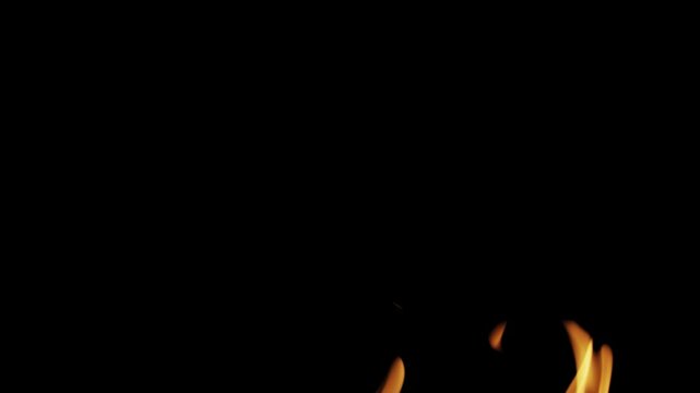 Burning flames from start to finish with ProRes codec Isolated by Alpha channel, a close-up of a simulated fiery fire burning with the colors of real flames