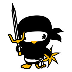 Bird Ninja Fighter Assassin Sword Ninja Star Cute Design Lover Art Vector Illustration Card T-Shirt Poster Sticker Graphic Print Decorative Drawing Isolated Logo Decoration Symbol Creative Cool Style
