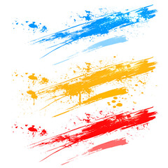 An abstract digital painting featuring vibrant streaks of blue, yellow, and red, creating a dynamic and energetic composition.