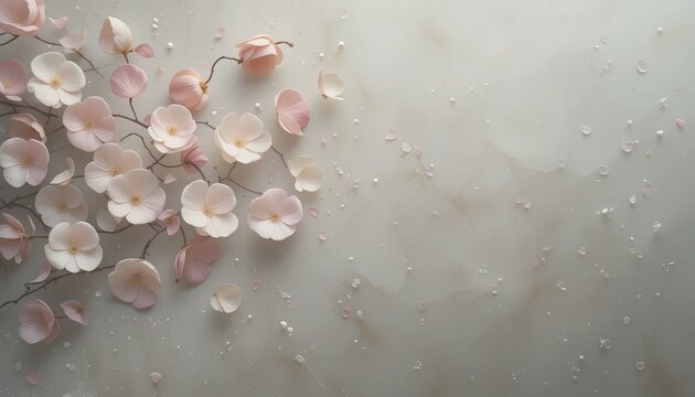 Delicate cherry blossom arrangement serene studio floral art tranquil environment close-up view nature's beauty