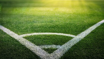 Naklejka premium soccer field texture close up grass in the stadium finely mown lawn for sports grounds