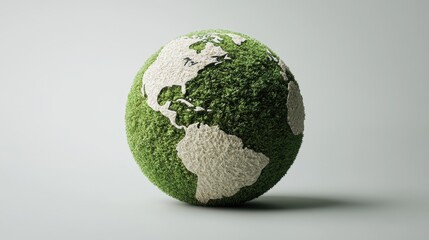 Conceptual green earth globe showcasing environmental awareness and sustainable development goals in a studio shot