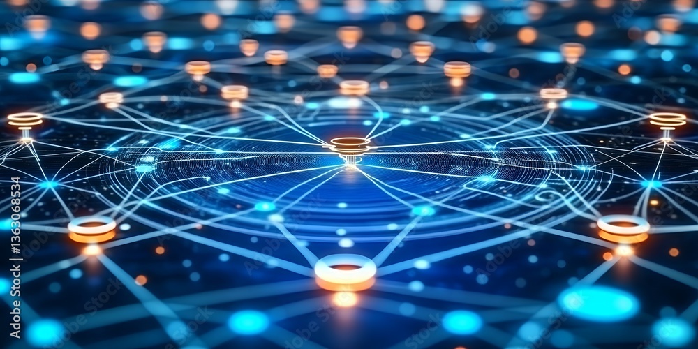 Poster abstract network digital data visualization global connection technology
