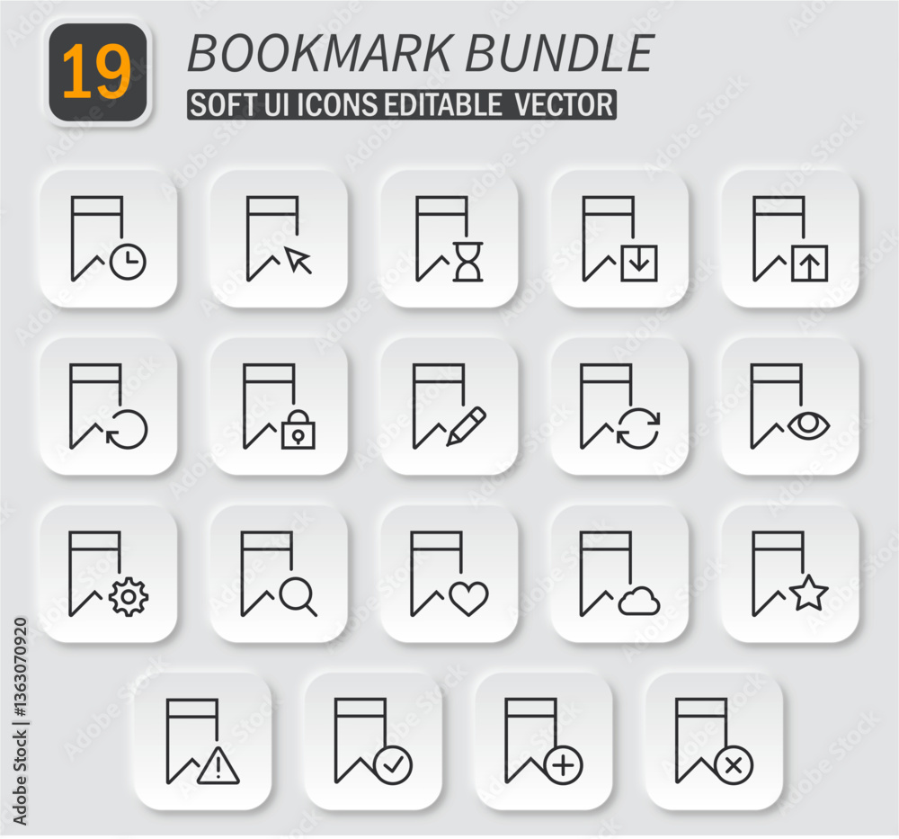 Poster extensive bookmark icon set with versatile ui elements for web applications