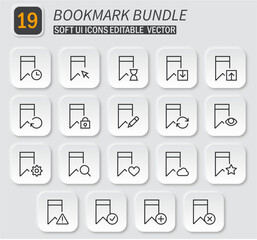 Extensive Bookmark Icon Set with Versatile UI Elements for Web Applications