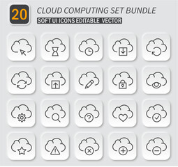 Fototapeta premium Modern Cloud Computing Icons Set with Editable Vector Elements for Web Design