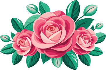 Pink Roses Floral Arrangement for Greeting Card Design