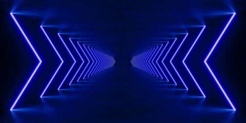 blue lighting with interior empty space , 3d rendering sci-fi concept