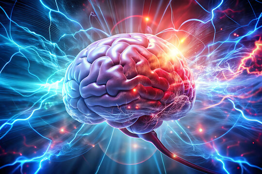  human brain digital illustration electrical activ isolated on white background PNG ,AI GENERATED - Powered by Adobe