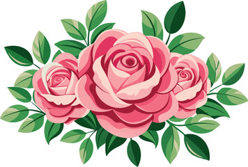 Pink Roses Floral Arrangement for Greeting Card Design
