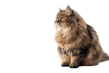 Elegant Persian Cat with Long Fur Isolated on Transparent Background