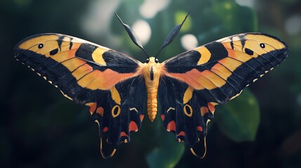 Majestic Colorful Butterfly with Intricate Patterns and Vibrant Wings in a Natural Forest Setting