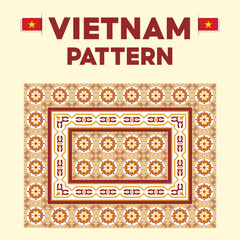 Vietnamese pattern, red and yellow motifs, retro, classic Vietnamese tiles, Traditional Vietnamese motifs