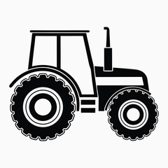 tractor silhouette vector illustration, Tractor icon, Vector art, white background.