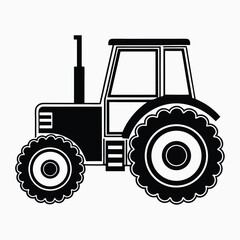 tractor silhouette vector illustration, Tractor icon, Vector art, white background.
