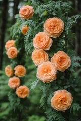 Peach Roses Floral Arch Outdoors.