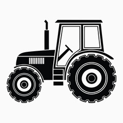 tractor silhouette vector illustration, Tractor icon, Vector art, white background.