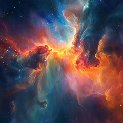 Spectacular Vibrant Nebula with Swirling Cosmic Clouds and Glowing Stars in High-Resolution Space Scene