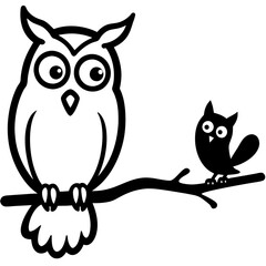 two owls sitting on branch