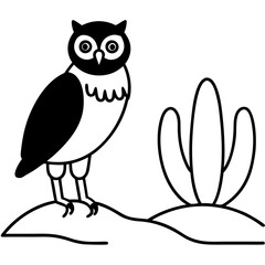 owl standing watch on a rocky outcrop in a sunlit desert