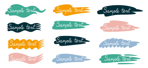 Colorful highlighter frame set. Wave shape brush pen line stroke scribble element. Hand drawn simple design elements.
