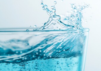 Water splash in glass with closeup.