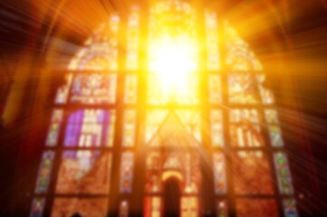 Sun light form Church stained glass window, religion concept