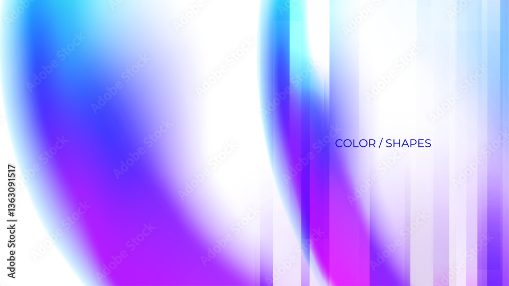 Poster Bright fluid colors and abstract shapes. Vertical lines. Futuristic blurred vibrant color gradients for creative graphic design. Vector illustration.