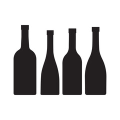 set of wine bottles silhouette