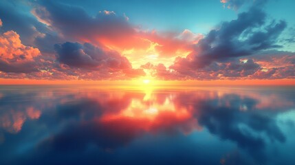 Obraz premium A dramatic sky filled with dark clouds and lightning, while the sun tries to break through, creating a striking weather scene