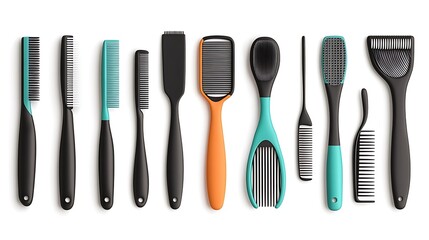 Assorted Hair Brushes and Combs: A Detailed Product Shot AI Generated