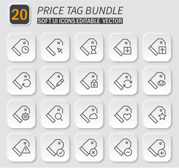 Elegant Price Tag Icon Set: Minimalist Vector Bundle for Modern UI Design