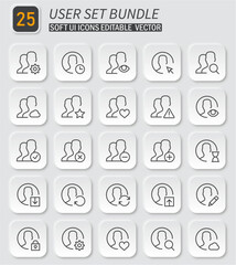 Versatile User Account Icons Set with Soft UI Design for Modern Interface