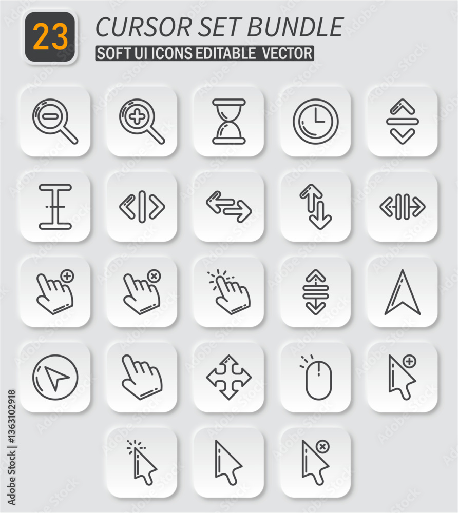 Poster Comprehensive Cursor Icon Bundle for User Interface Design and Development Projects
