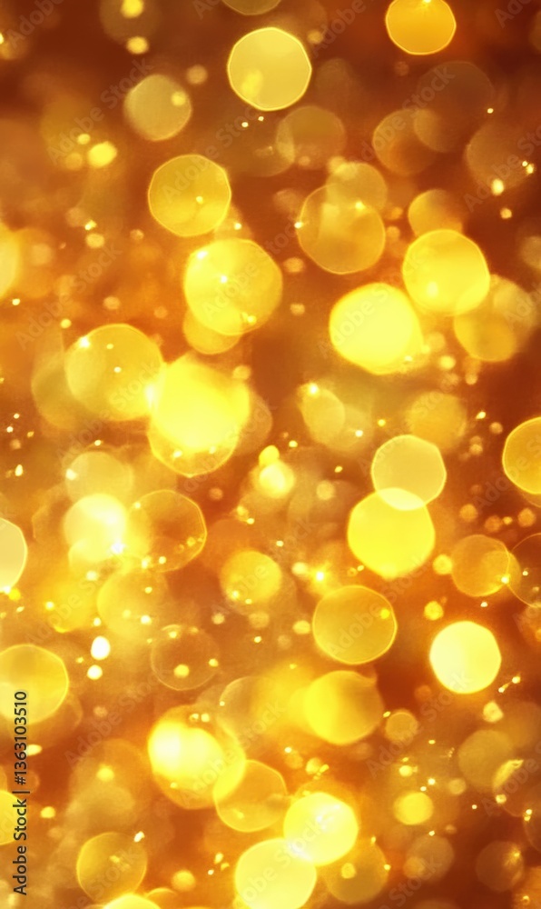 Poster Golden bokeh effect creating soft and smooth texture with reflecting light